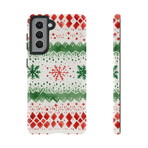 Watercolor Christmas Knitting - Impact Resistant Phone Case Samsung Galaxy S21 Glossy